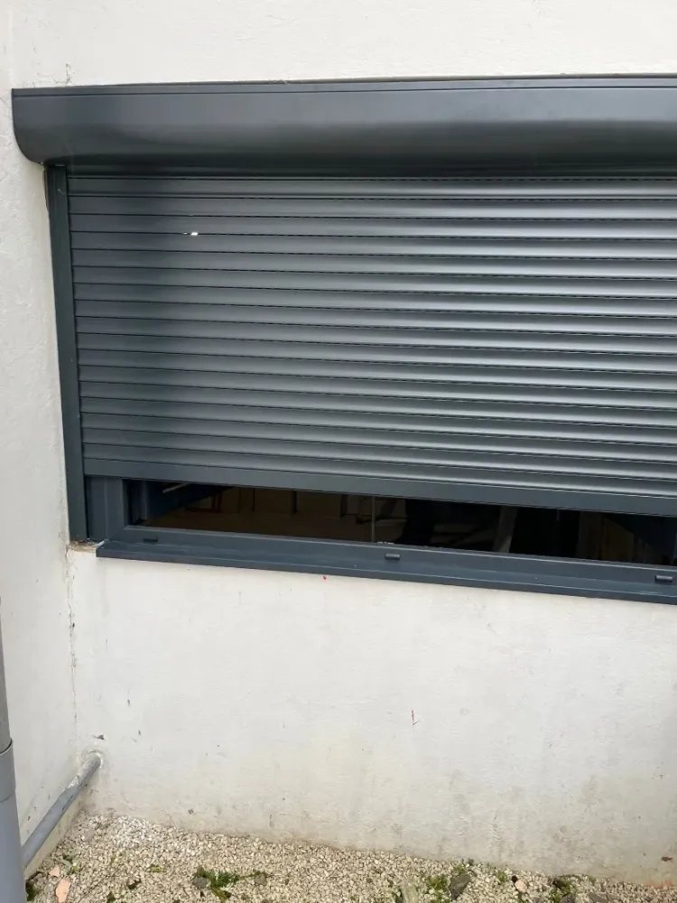 Transformation d'un sous-sol : porte et fenêtre PVC avec volet roulant alu à Bron