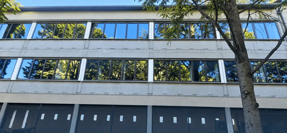 Façade moderne sous les arbreswebp
